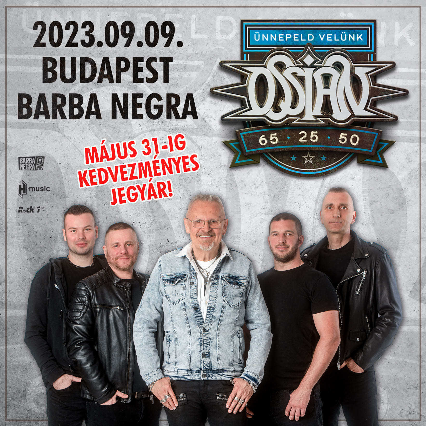 Ossian - 65-25-50 tripla jubileumi koncert 2023. szeptember 9-én Budapesten a Barba Negrában!